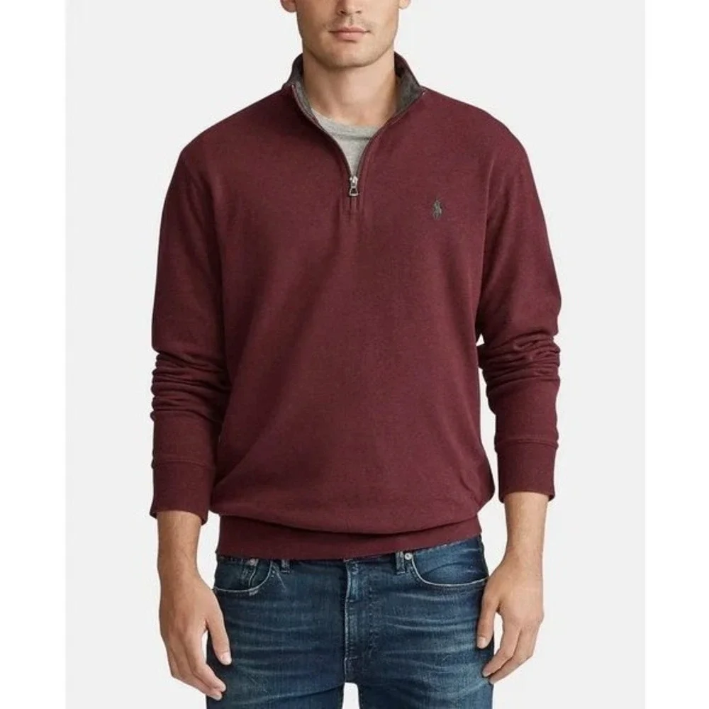 Polo Ralph Lauren Mens XL Maroon Quarter Zip Pullover Knit 710784465038 NWT